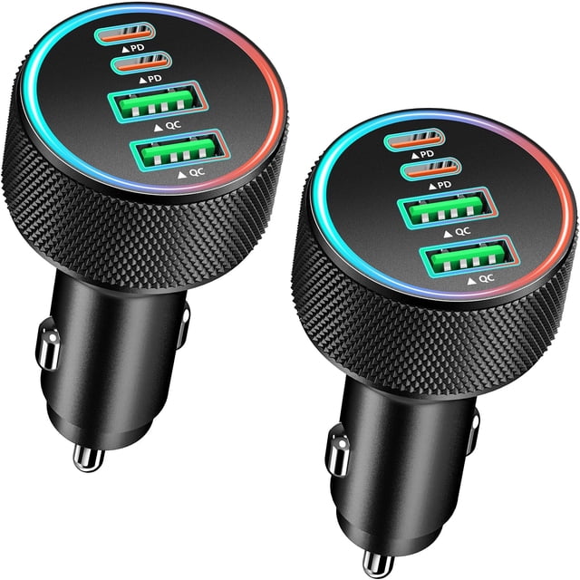 Cargador de coche Rombica de 90 W, 4 puertos USB-C y USB-A para iPhone/Galaxy