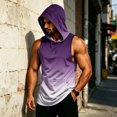 thumbnail image 5 of Men's Sleeveless Gradient Hoodie Tank, Muscle Fit Pullover Workout Vest with Pocket - Breathable Quick-Dry Athletic Shirt for Summer Gym & Bodybuilding Purple M, 5 of 7
