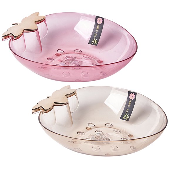 WRITWAA 2-Pack Strawberry Shaped Plastic Dessert Plates, Assorted Colors for Candy, Snacks, Party Serving, and