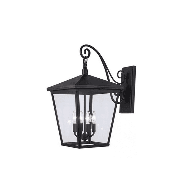 Monteaux Lighting 4-Light Black Extra Large Outdoor Wall Light Fixture with Clear Glass