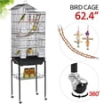 thumbnail image 2 of Alden Design 62.4"H Metal Rolling Mid-Size Bird Cage with Detachable Stand, Black, 2 of 12