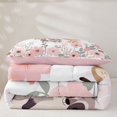 thumbnail image 4 of Manfei Flower Jungle Animals Twin Comforter Sets, Kawaii Fox Raccoon Bedding Set, White Pink, Pink Reversible, 2pcs, 1 Comforter and 1 Pillowcase, 4 of 6