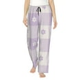 thumbnail image 2 of Picia Floral Purple Buffalo Plaid Womens Soft Woven Cotton Elastic Waistband Sleep Pajama Pant Lounge Sleep Pant With Pockets And Drawstring-, 2 of 9