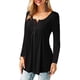 thumbnail image 5 of Camiseta de mujer con cuello en V, blusa abotonada, túnica lisa, manga larga o manga corta, 5 of 5