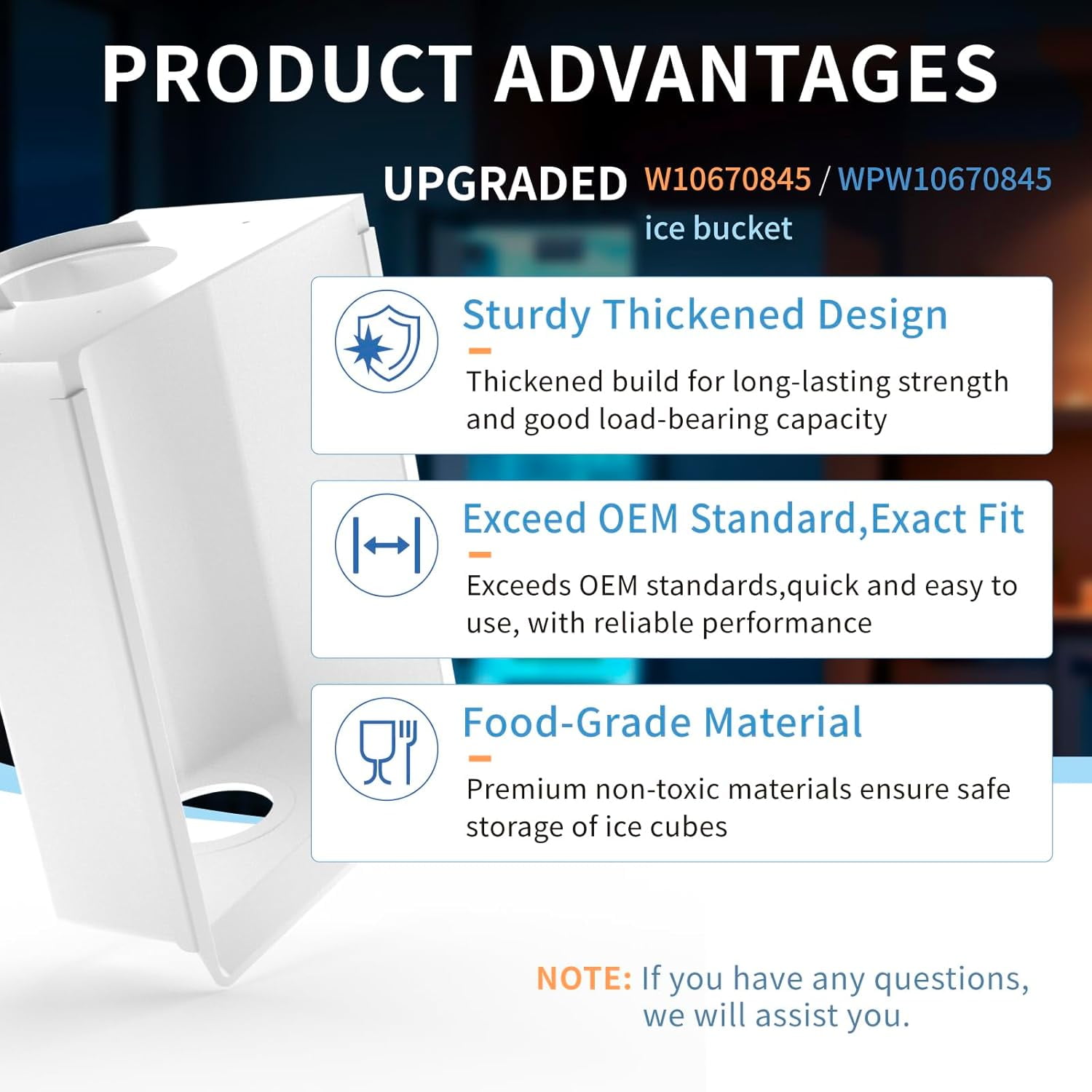UPGRADED W10670845 WPW10670845 Compatible with Whirlpool, Kenmore, Amana, kitchenaid Whirlpool Refrigerator Ice Container