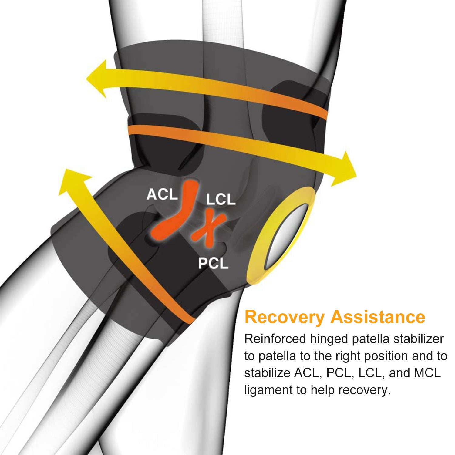 Hinged Knee Brace for Knee Protect Teqhome Knee Support with Side Stabilizers for Men and Women Patella Knee Brace for Running Working Recovery of Injured Knee Black (2XL)