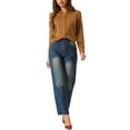 thumbnail image 2 of INSPIRE CHIC Women's Work Office Shirt V Neck Button Down Long Sleeve Chiffon Blouse Tops, 2 of 6