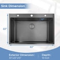 thumbnail image 5 of DELUXE LIVING 33 Inch Drop In Kitchen Sink with Accessories, 16 Gauge Single Bowl 304 Stainless Steel Sink, Workstation Kitchen Sinks 3 Accessories include Drain Strainer, Gun black, 5 of 8