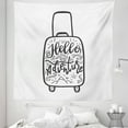 thumbnail image 1 of Hello Adventure Tapestry, Hand Written Lettering with Various Ornaments on a Suitcase, Fabric Wall Hanging Decor for Bedroom Living Room Dorm, 5 Sizes, Charcoal Grey and White, by Ambesonne, 1 of 1