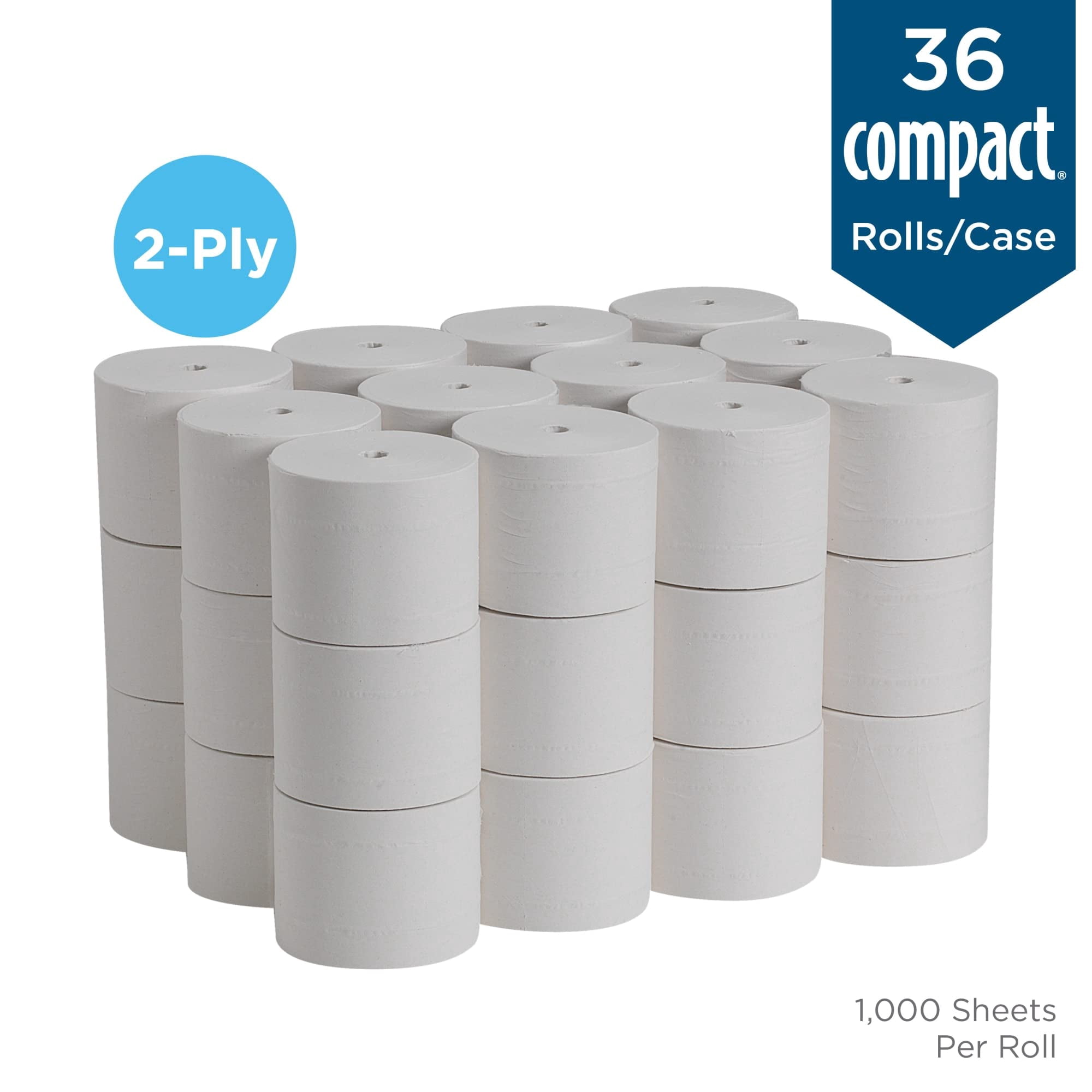 GEORGIA-PACIFIC 19375 Compact(R) Coreless Toilet Paper, 2 Ply, 1000 Sheets, PK36