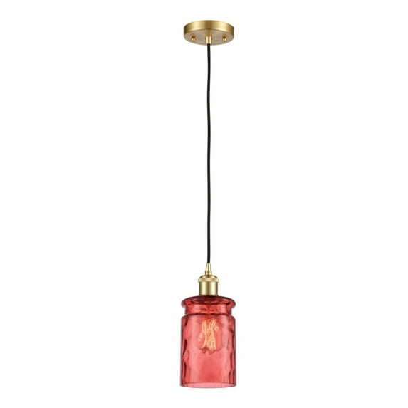 516-1P-SG-G352-RD-Innovations Lighting-Candor-1 Light Mini Pendant in Industrial Style-4.75 Inches Wide by 9.5 Inches High Satin Gold Finish with