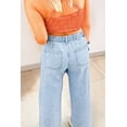 thumbnail image 2 of Women's Beau Blue Studded Wide Leg Jeans – Casual Frayed Style with Side Slit for Everyday Wear, 16, 2 of 12