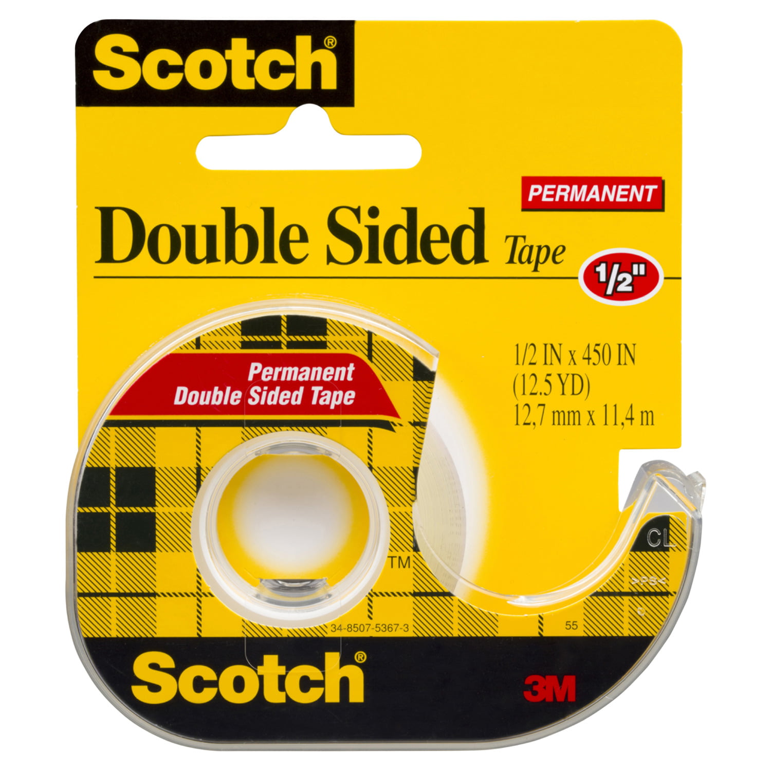 Scotch 665 Double-Sided Permanent Tape in Handheld Dispenser 1/2" x 250" Clear 
