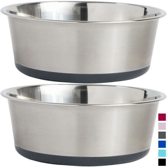 Juego de cuencos para perros Gorilla Grip de acero inoxidable de 1,9 L (paquete de 2)