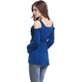thumbnail image 4 of Women's Cold Shoulder Lace Up Casual Tunic Solid Blouse Tops, 4 of 5
