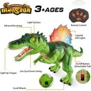 R/C Spinosaurus Dinosaur , Big Action Figure Jurassic World Toy, Walking Robot Toys with LED Light Up Roaring, Realistic Simulation Sounds. Green