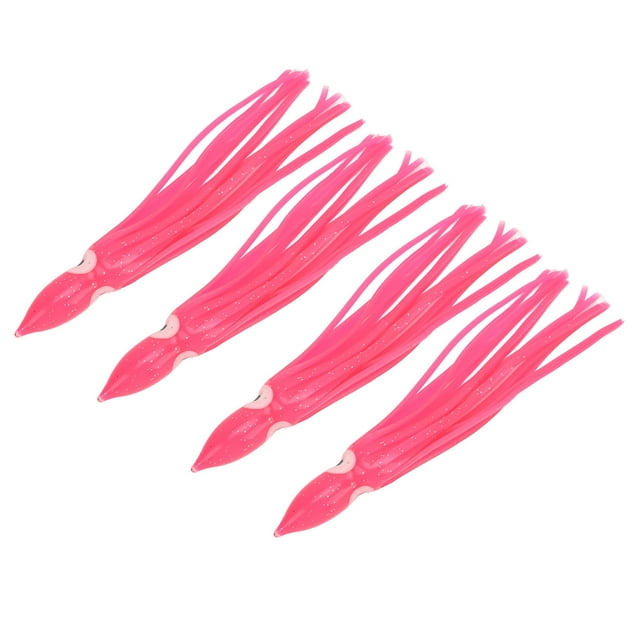 Faldas de Calamar Suaves, 10 Pianas Faldas de Calamar de Arrastré Señuelos de Pesca de Pulpo Suave de Pvc Cebos para Pesca en Agua Dulce y Salada Rosado