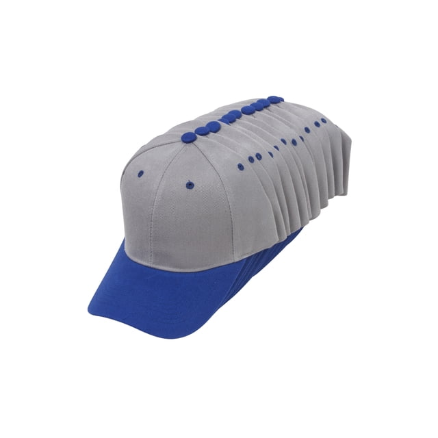 Top Headwear 12-Pack Adjustable Baseball Hat - Grey/Royal