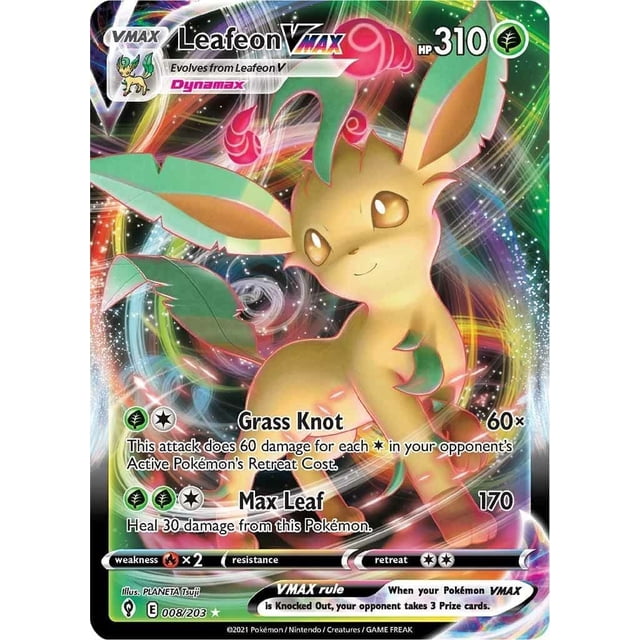 Carta coleccionable Pokémon Leafeon VMAX 008/203 Ultra Rare
