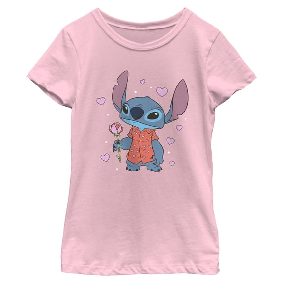Girls Lilo & Stitch Rose Hearts Stitch T Shirt