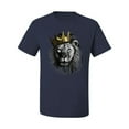 thumbnail image 2 of Wild Bobby, King Lion with Gold Crown Art, Animal Lover, Men Graphic Tee, Navy, 4X-Large, 2 of 4