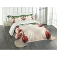 thumbnail image 3 of Ambesonne Christmas Quilted Bedspread Set 3 Pcs, Red Balls Ribbons, Queen Size, Green and Red, 3 of 5