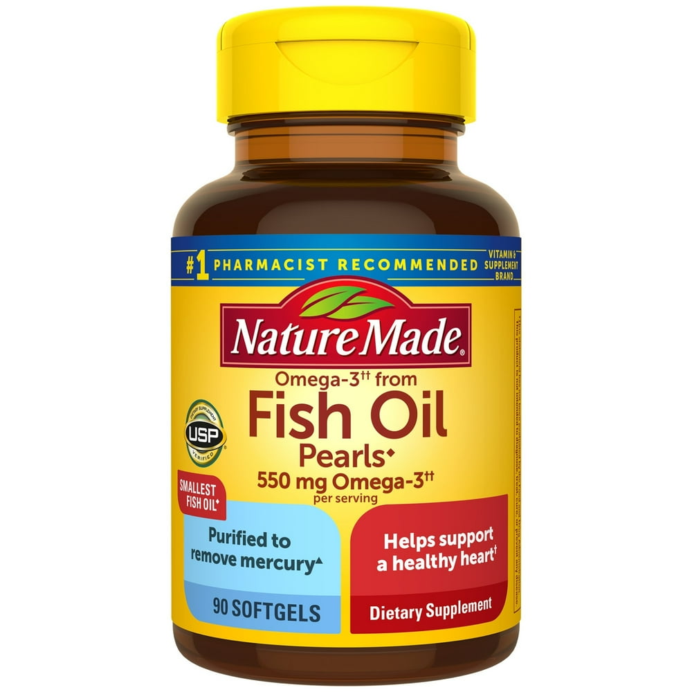 Nature Made Fish Oil Pearls 550 mg, 90 Softgels, Fish Oil Omega 3