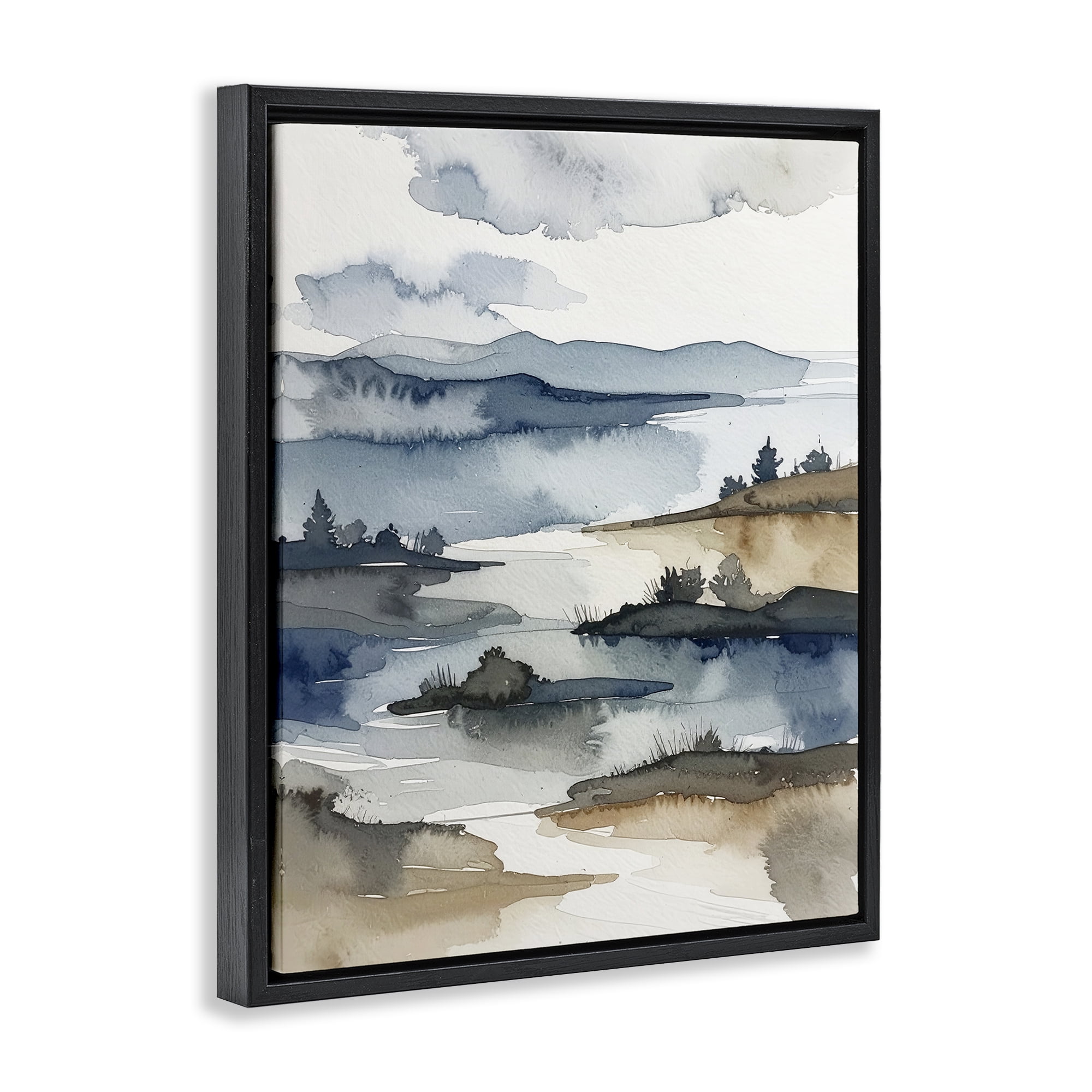 Stupell Industries The Flow Of Water Black Framed Floater Canvas Wall Art, design by Alonza Saunders