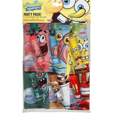 SpongeBob Squarepants Flavored Lip Balms Party Pack, 0.12 oz, 6 count