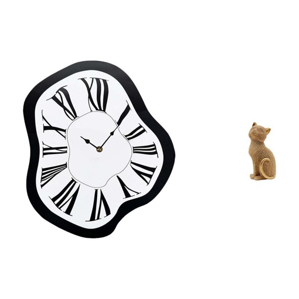 Reloj De Pared Con Escultura Acrílica Fundida, Figura única De Gato De Resina, Reloj De Pared Creativo Y Distorsionado, Adorno Animal Para Escritorio, Sala De Estar, Entrada, Estantería O