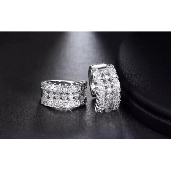 2Ct Round Cut Lab Created Diamond Hoop Earrings 14K White Gold Plated Sterling Silver