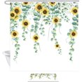 thumbnail image 5 of Green Eucalyptus Leaves Shower Curtain Farmhouse Yellow Sunflower Bathroom Decorative Curtain, White Fabric Shower Curtain Set Watercolor Botanical Floral Pattern, Nature Plants Bath Curtain 72X72IN, 5 of 6