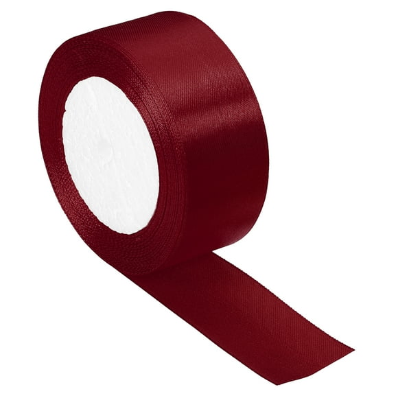 Unique Bargains Ruban Satiné de 1,5 Pouce de Large sur 24 Yards, Rouleau d'Artisanat Uni Double Face pour Décoration d'Emballage Bricolage à la Maison pour Fête, Rouge Vin