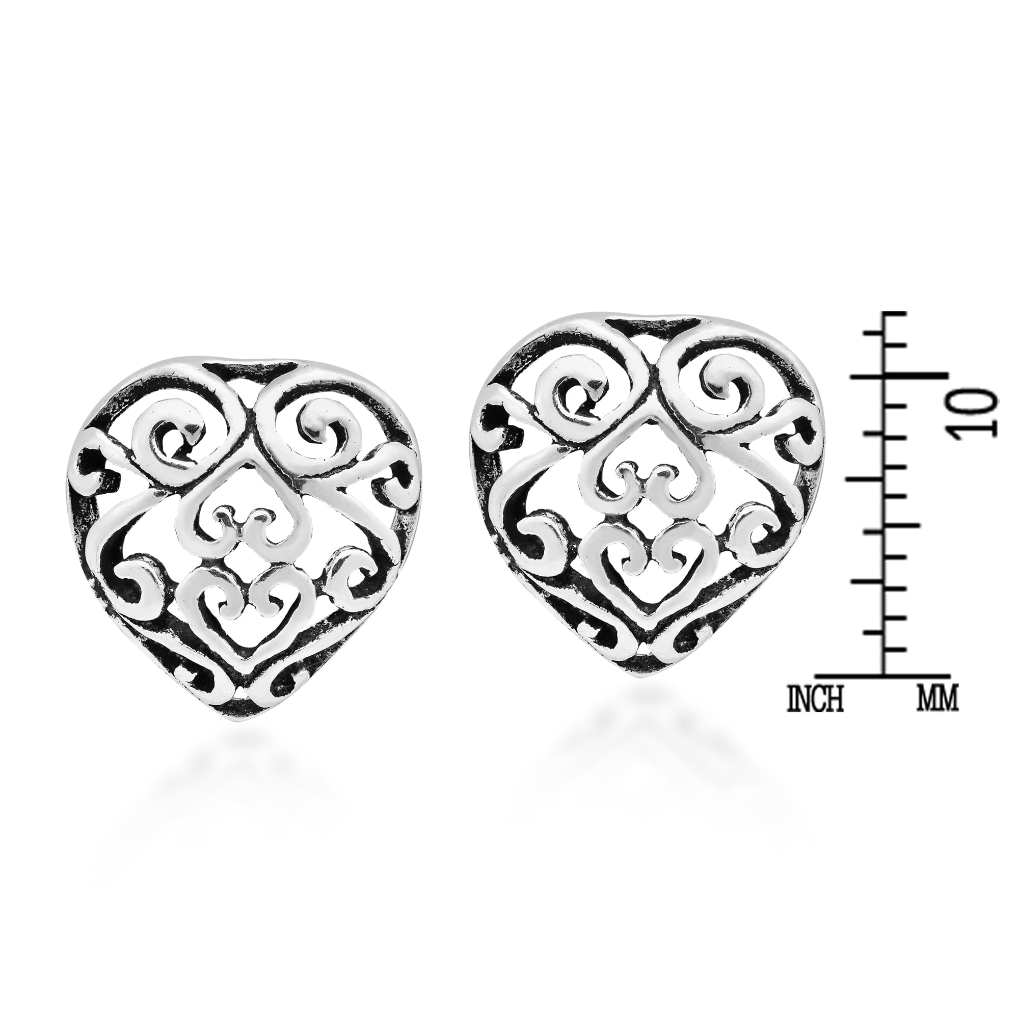 Beautiful Vtg Ladies Sterling Silver Hearts /& Ribbon Earrings
