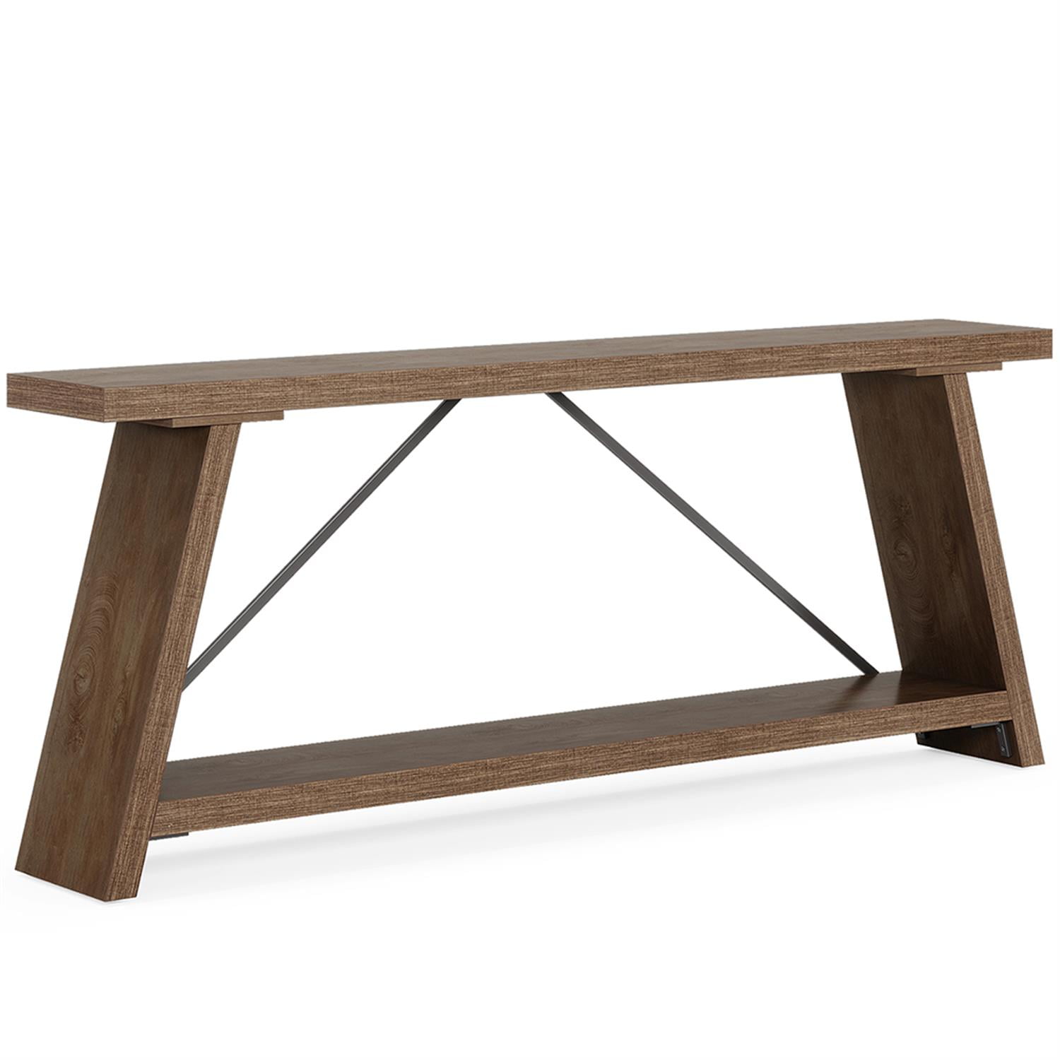 Demi Bonn 70.9" Console Table, Rustic Vintage Narrow Sofa Table for Entryway, Living Room, Hallway, Walnut