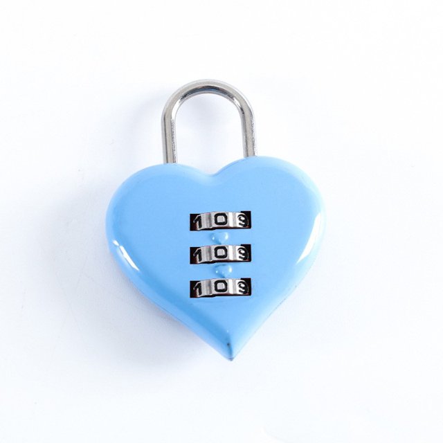 Kunmingshisd 1 candado de combinación lindo azul de 3 dígitos, candado de casillero con código de contraseña en forma de corazón de amor para candados de combinación para interiores y exteriores