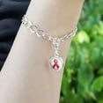 thumbnail image 3 of Red Awareness Ribbon Drug Free HIV AIDS Antiqued Bracelet Pendant Zipper Pull Charm with Lobster Clasp, 3 of 3