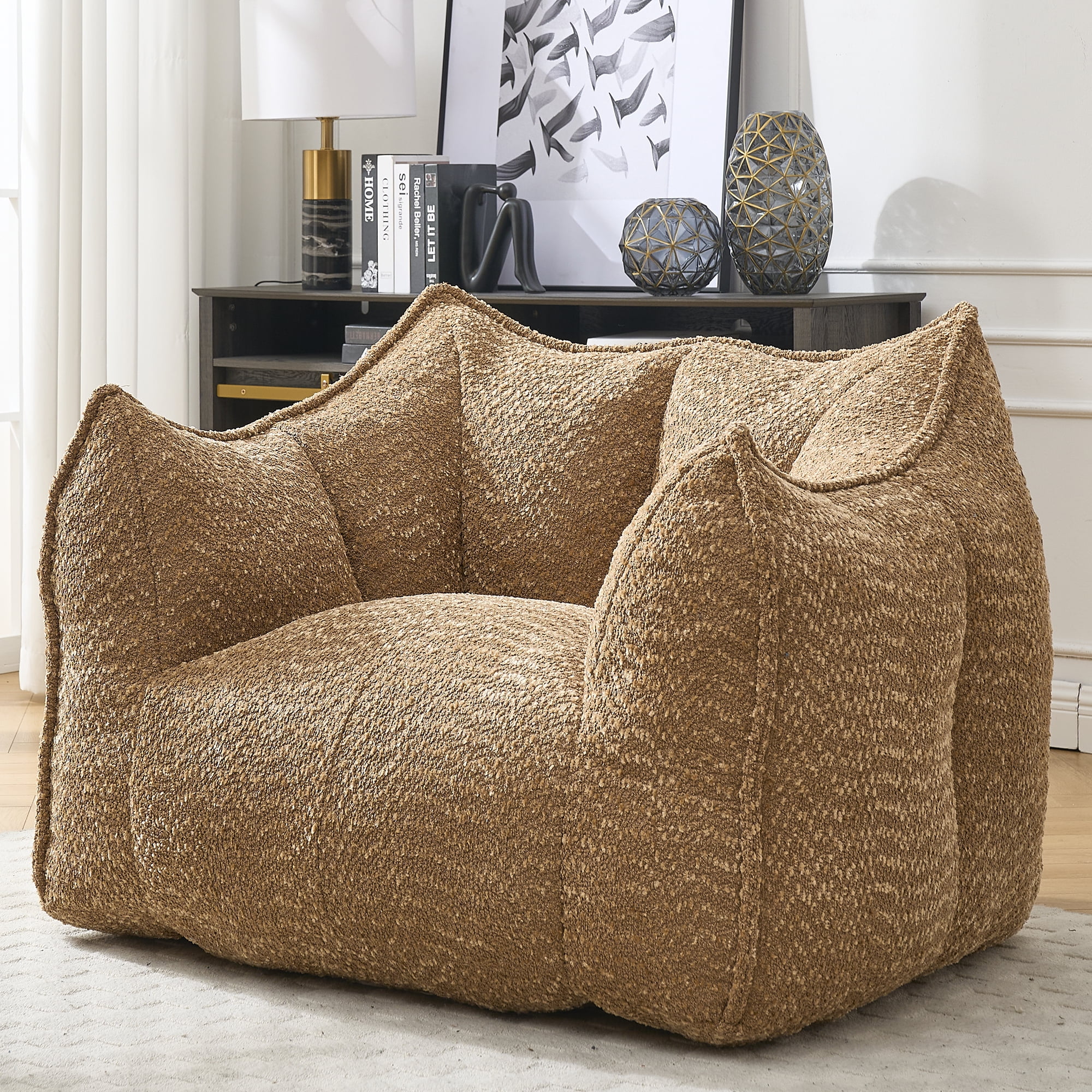 Newest Modern Chenille Bean Bag with Soft Cushioning - 2-Seater for Reading/TV Watching in Living Room/Study