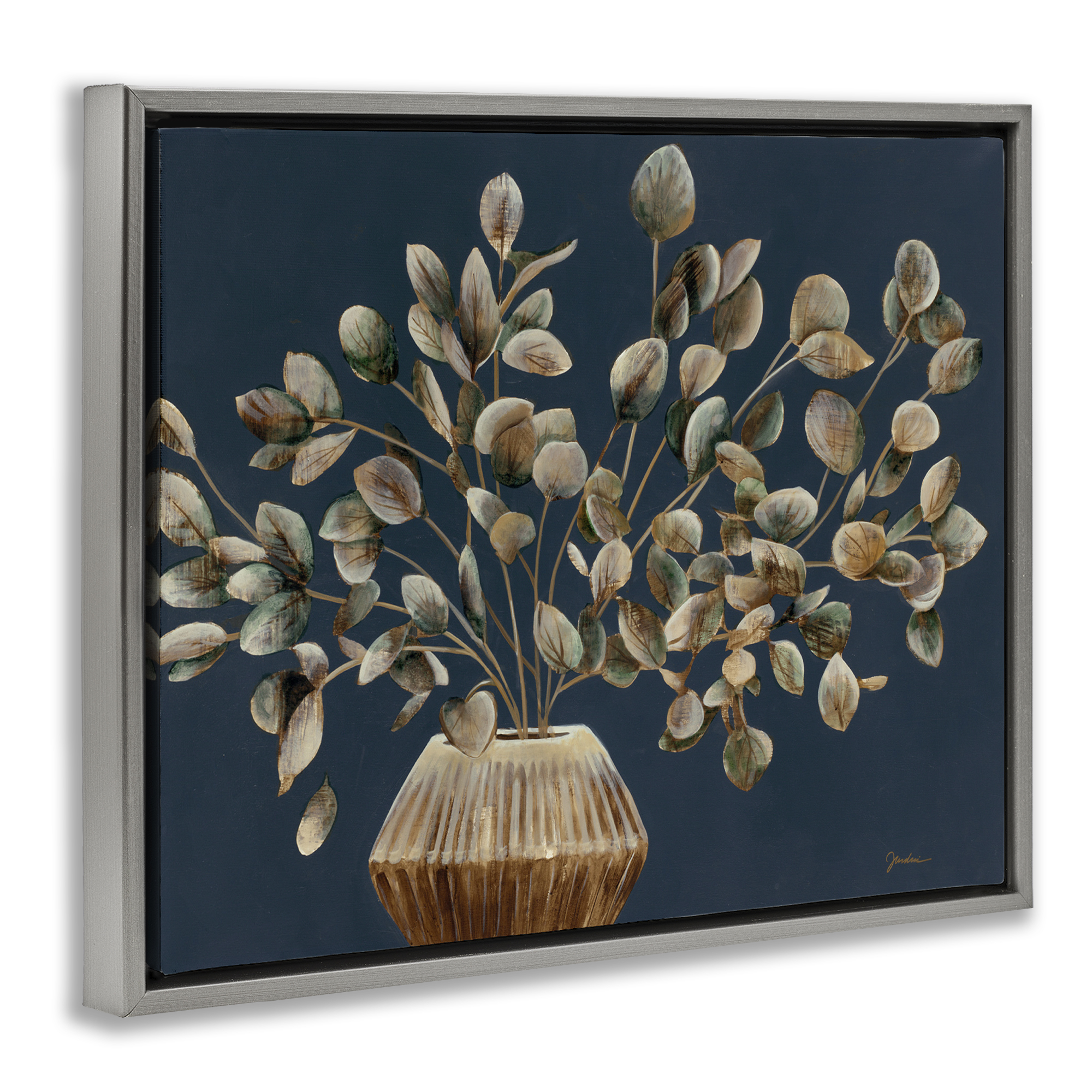 Stupell Industries Rustic Eucalyptus Leaves Botanical & Floral Painting Gray Floater Framed Art Print Wall Art, 31 x 25