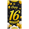 thumbnail image 3 of Black Background Golden Theme 16th Birthday Banner Happy Birthday Party Decorations Backdrop Photo Booth Props Balloon Crown Stars Party Supplies, 3 of 7