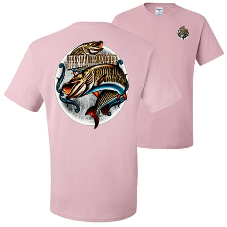 Freshwater Angler Fish Lover FRONT AND BACK Mens T-shirts   Light Pink  Small