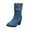 Blue, variant on Trendy Denim Boots for Women Block Heel Mid Calf Low Heeled Booties with Side Zipper