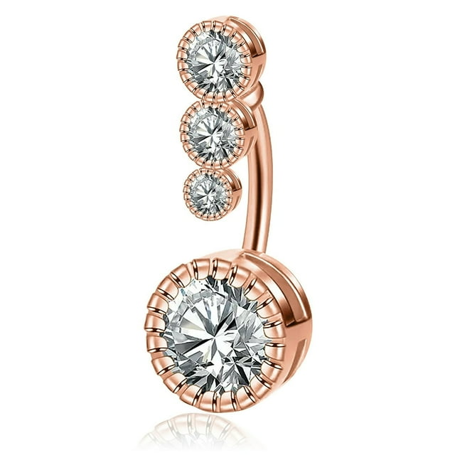QJUHUNG 14G Belly Button Ring Candy Navel Rings Belly Button Piercing Rose Gold