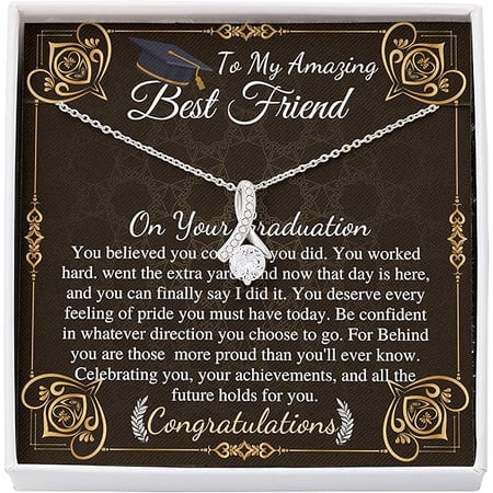 Best Friend Graduation Gift For Her, College Graduation Necklace For Best Friend High School Gradution Gift Alluring Beauty Necklace With Message Card