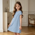 thumbnail image 6 of Grblisyd Dresses for Girls Kids Casual Crewneck Loose Short Sleeve Dress Solid Color Midi Dress 10-12 Years, 6 of 6