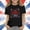 Black, variant on Girls American Flag T-Shirt 4th of July Patriotic Graphic Tee Short Sleeve Crew Neck Summer Top for Kids White Size 3,Size 3 T