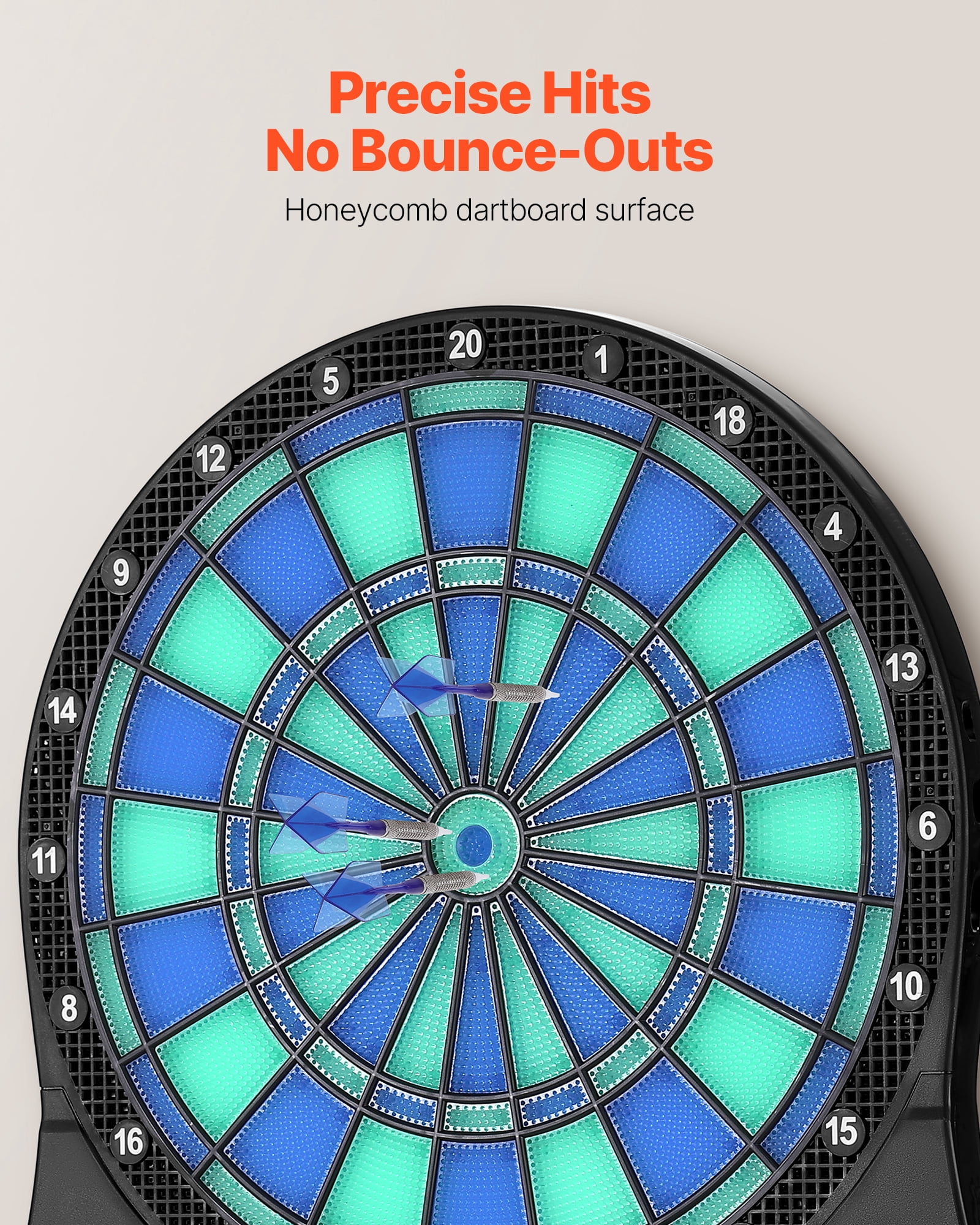 VEVOR Electronic Dart Board,LED-Illuminated Target Dartboard with 48 Games & 500+ Variations,Includes 6 Dart Shafts with Flights & 50 Soft Tips,Cricket Scoring LCD Screen - Supports Up to 8 Players
