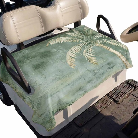 Golf Cart Seat Cover Green Palm Tree Club Car Golf Cart Seat Covers Soft Absorbent Golfcart Towel Blanket Summer Tropical Beach Golf Seat Covers for Cart Decor Fits 2 & 4 Passenger 51"x31"