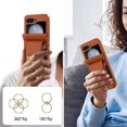 thumbnail image 7 of Decase Fashion Hybrid Case Compatible with Samsung Galaxy Z Flip 5 Wallet Cover with Ring Crossbody Wrist Strap Lanyard Credit Card Holder Slot Fits for Samsung Galaxy Z Flip 5 Women Men,Brown, 7 of 7
