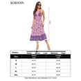 thumbnail image 4 of Yesfashion Women's Boho Deep V Neck Backless Flowy Floral Maxi Beach Dress, 4 of 5